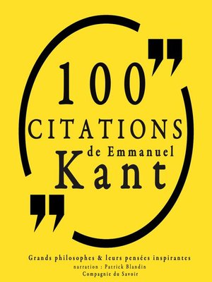 cover image of 100 citations d'Emmanuel Kant